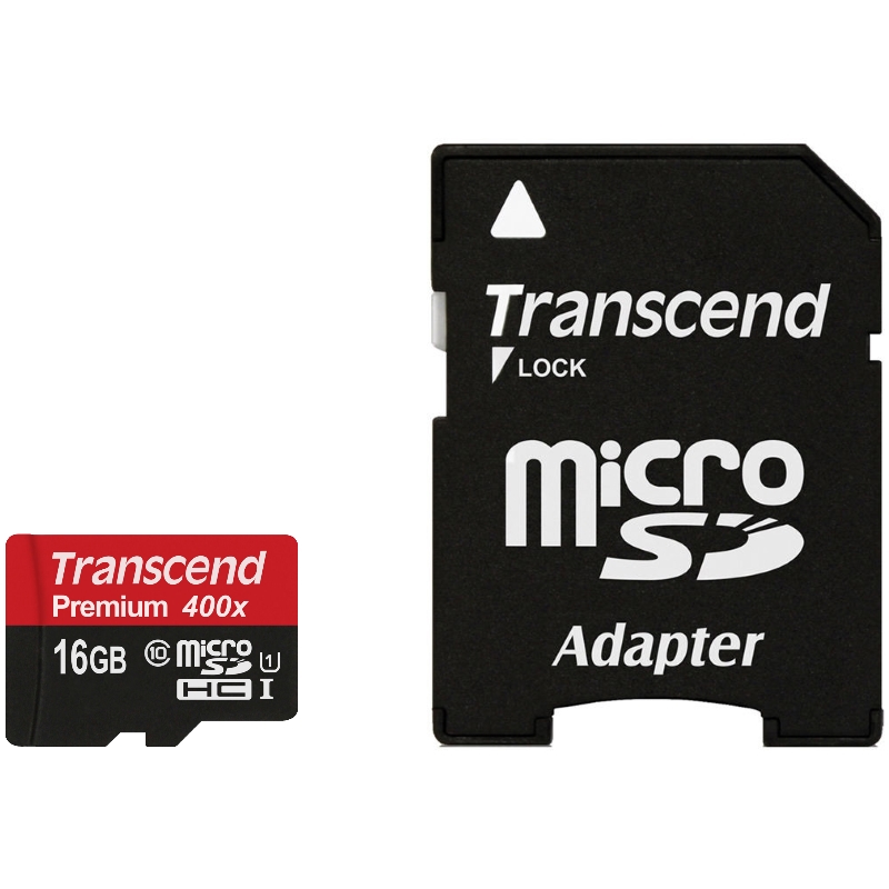 Карта памяти Transcend microSDHC (UHS-1) 16GB Class10 + adapter [TS16GUSDU1]